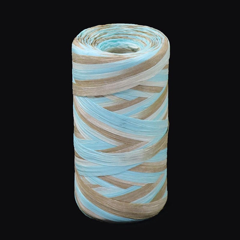 ALLWSLucky Colored 393 Feet Raffia Paper Ribbon, Colorful Packing Paper String Section Dyeing Raffia Ribbon for Gift Wrapping and DIY Decoration (Blue 1) - Image 2